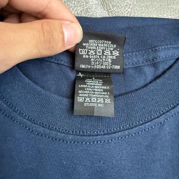 Stussy Seoul Navy Tee with White Logo - Picture 6 of 7